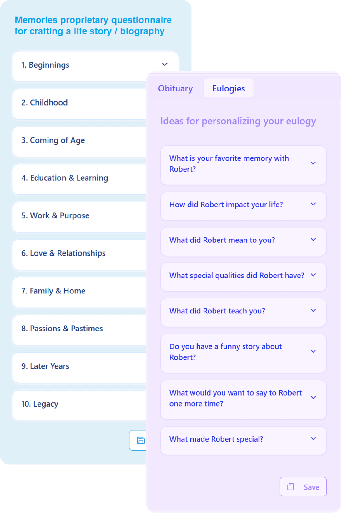 Step 1 - Answer questions interface with questionnaire