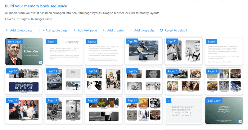 Step 2 - Customize content and build your memory book