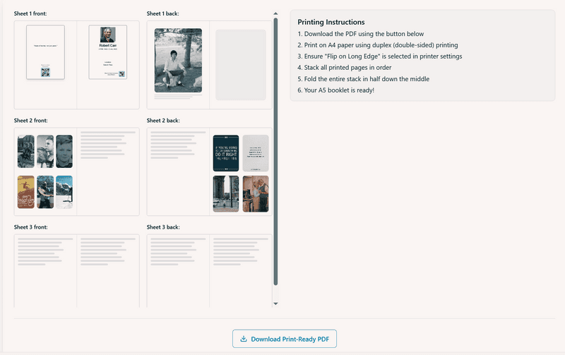 Step 3 - Finalize and print order of service booklet
