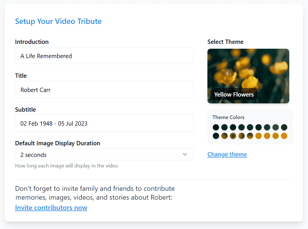 Step 1 - Choose design template interface